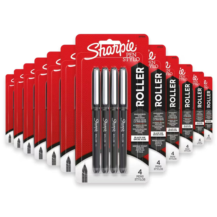 Sharpie Roller Retractable Rollerball Pens, Black - 4 Ct - 36 Pack