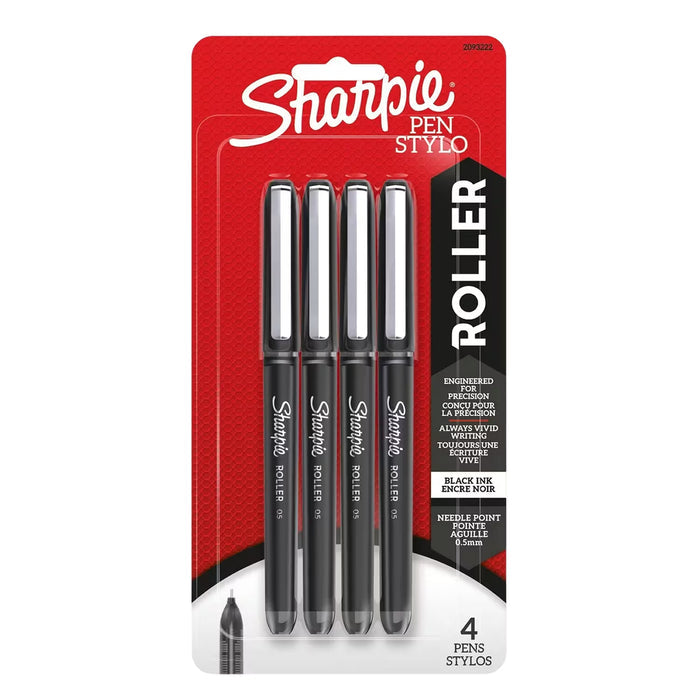 Sharpie Roller Retractable Rollerball Pens, Black - 4 Ct - 36 Pack