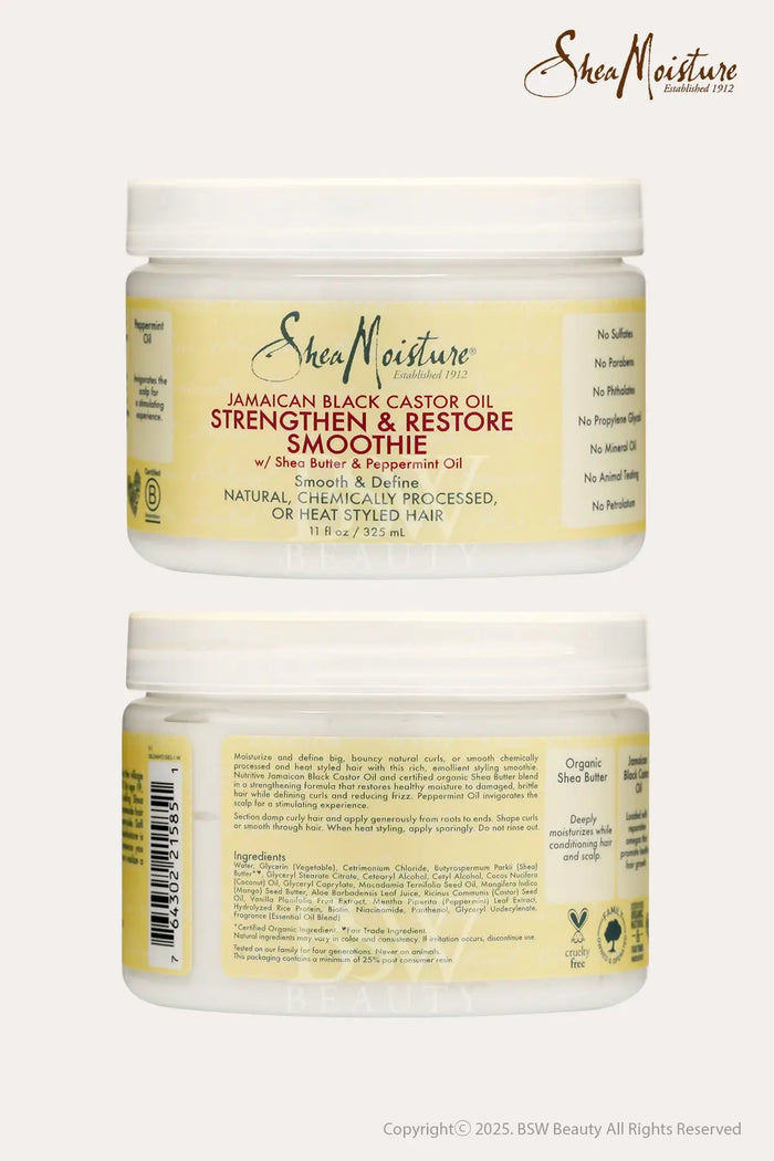SHEA MOISTURE JAMAICAN BLACK CASTOR OIL STRENGTHEN&RESTORE SMOOTHIE 11oz - BSW BEAUTY CANADA
