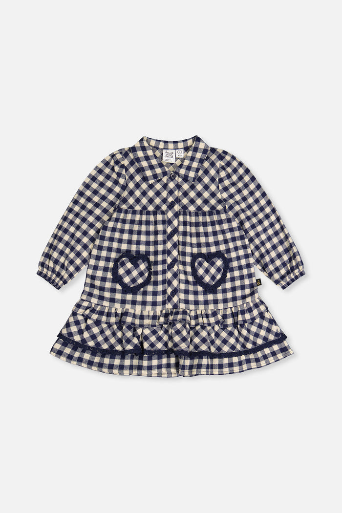 Shirt Dress With Frills Blue And White Gingham Print-0