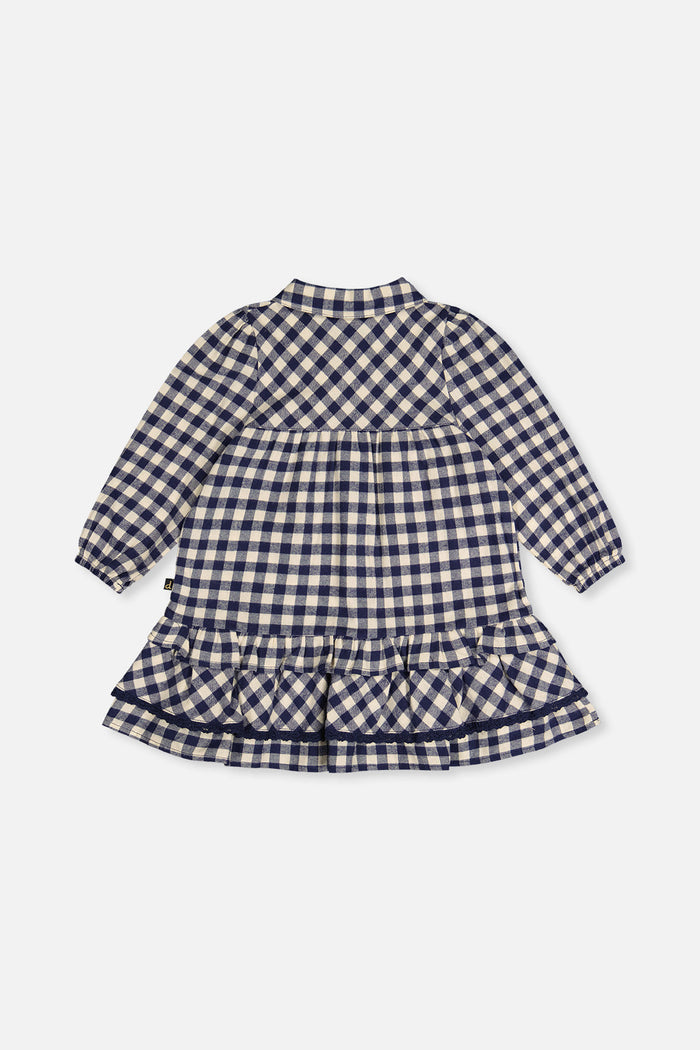 Shirt Dress With Frills Blue And White Gingham Print-2