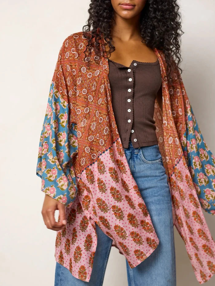 Sierra Kimono - Wildflower Tiles Rust-view 2