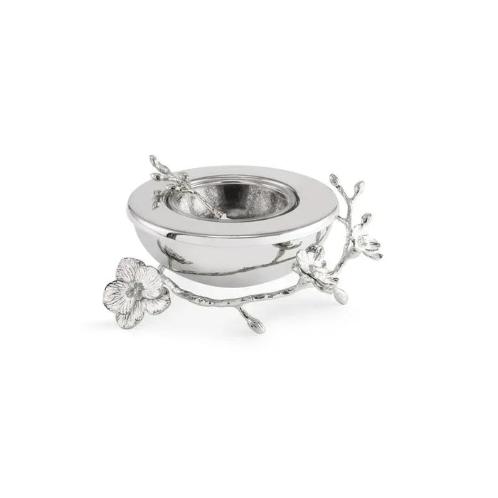 Michael Aram Silver Orchid Caviar Dish With Spoon