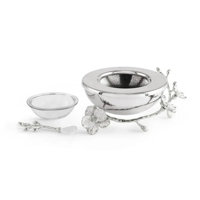Michael Aram Silver Orchid Caviar Dish With Spoon