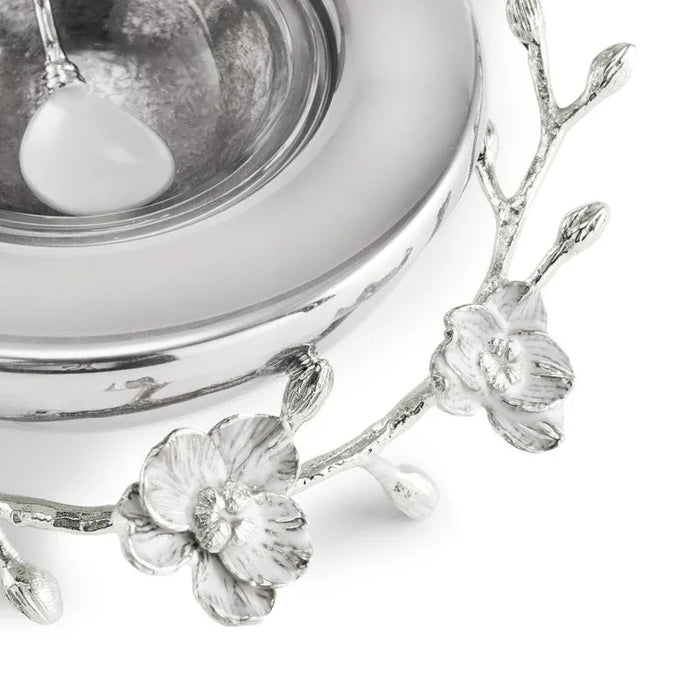 Michael Aram Silver Orchid Caviar Dish With Spoon