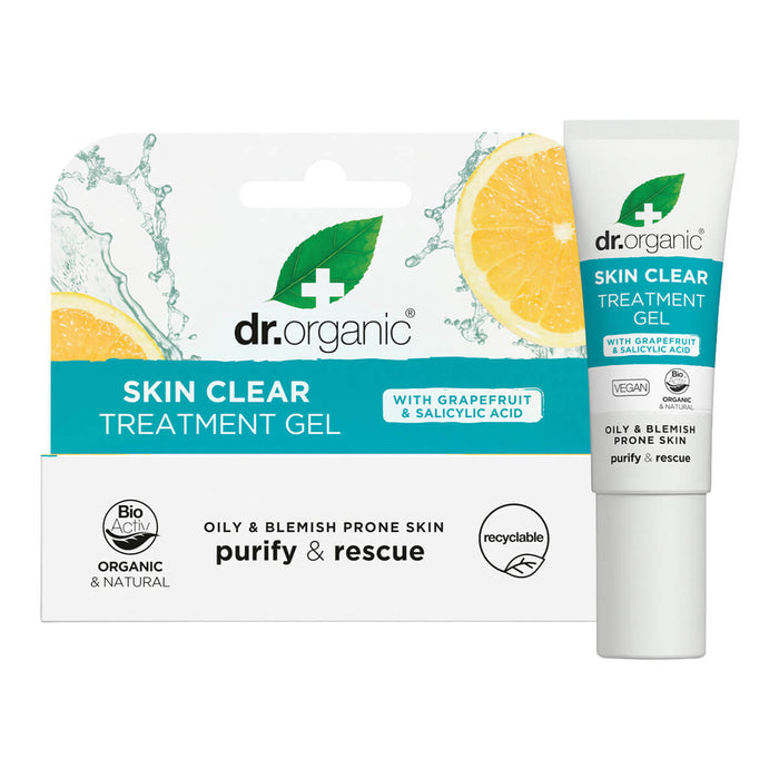 10ml tube Dr. Organic Skin Clear Tea Tree Treatment Gel and box.