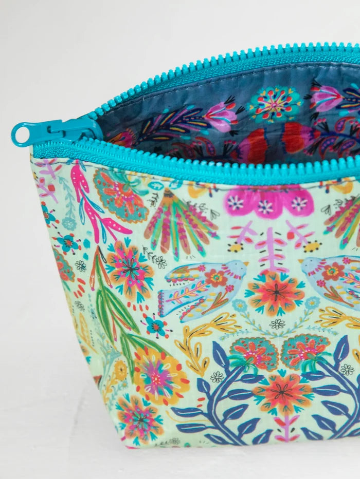 Small Recycled Zipper Pouch - Cream Floral-view 2