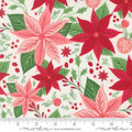 Snow- Floral Poinsettia- Merrily on High- Fat Quarter