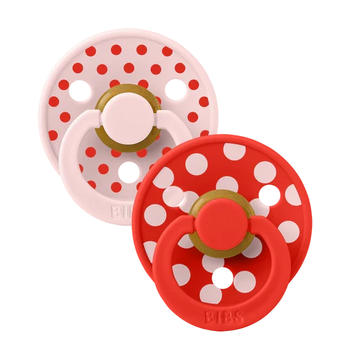 BIBS Soothers - Soother - Pacifier - Studio - Polka - 100% Natural Rubber - Size 2 - Set Of 2