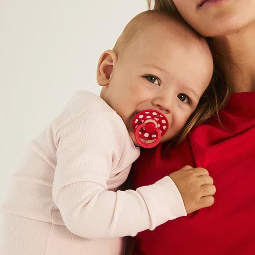 BIBS Soothers - Soother - Pacifier - Studio - Polka - 100% Natural Rubber - Size 2 - Set Of 2 - Lifestyle Cut