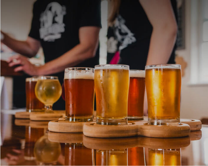 Various beers in glasses