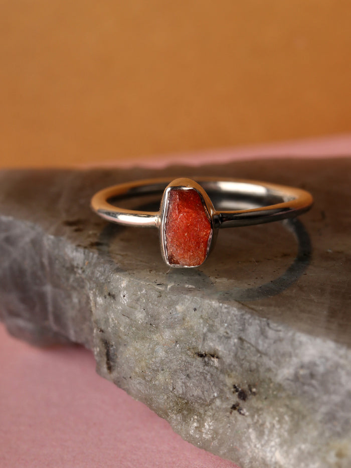 Sunstone Rough Sterling Silver Ring | One Colour-Image 1