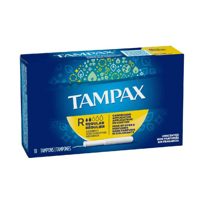 Tampax - Tampon Regular Feminine Unscented- 10 Ct Each - 12 Pack