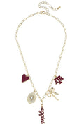 Texas A&M Aggies Paper Clip Charm Collector Necklace in Shiny Gold