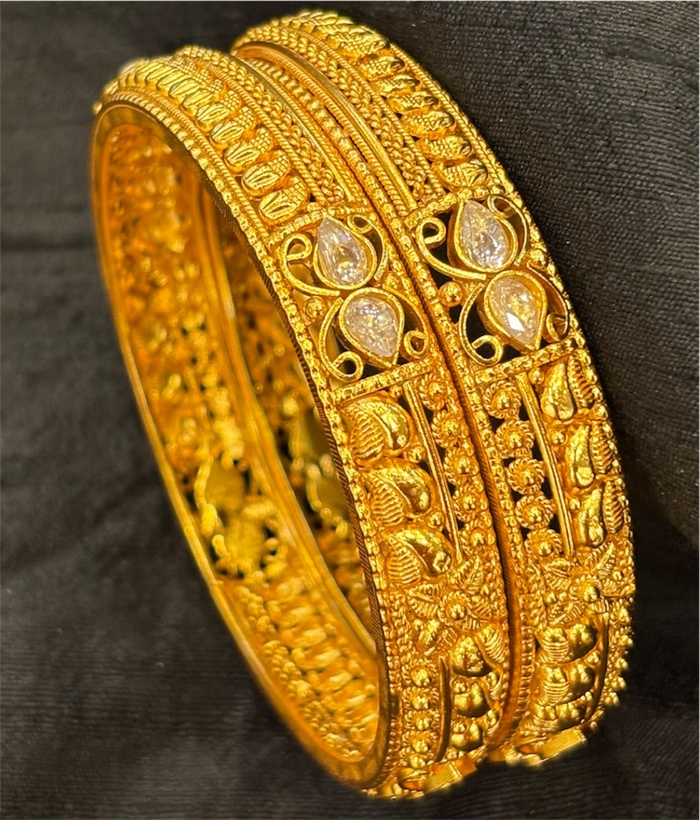 The Aaradhya Silver Filigree Bangle-Single (White/Size 2.2/2.4/2.6/2.8)