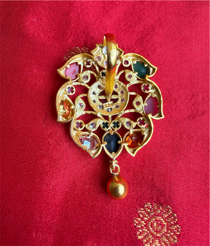 The Akshaya Silver Navratna Pendant Set
