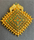 The Amitava Silver Square Pendant & Earrings - Green