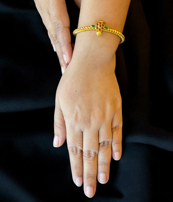 The Amuda Antique Silver Golusu Bracelet -Single(Red/Green /Size 2.2/2.4/2.6/2.8)