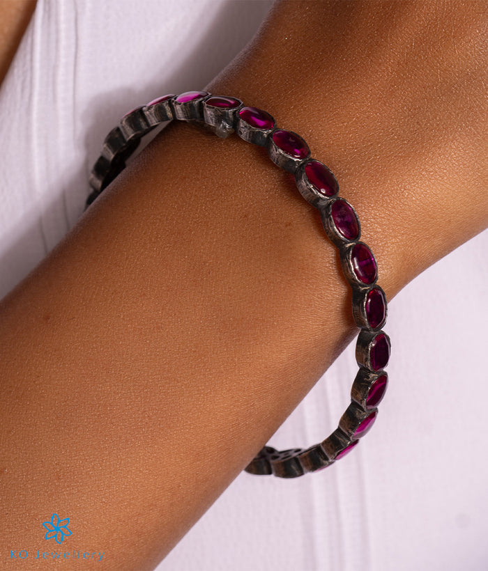 The Classic Oval Silver Kemp Bangle-Single(Oxidised/Size 2.2/2.4/2.6/2.8)