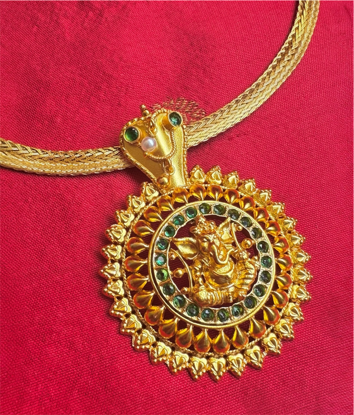 The Ganavi Silver Ganesha Pathak Pendant