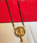 The Hrishita Silver Lakshmi Mangalsutra Necklace (Green)