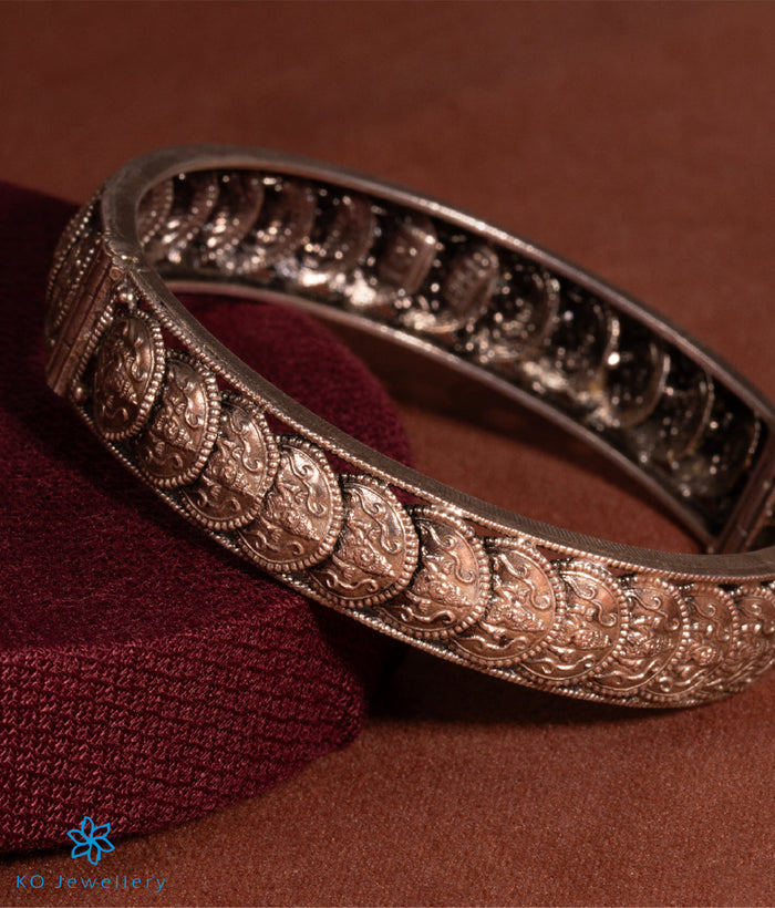 The Kamana Silver Lakshmi Coin Kada-Single(Oxidised/Size 2.2/2.4/2.6/2.8)