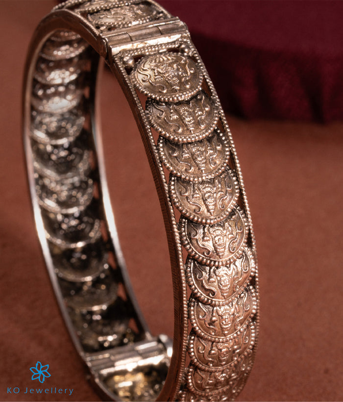 The Kamana Silver Lakshmi Coin Kada-Single(Oxidised/Size 2.2/2.4/2.6/2.8)