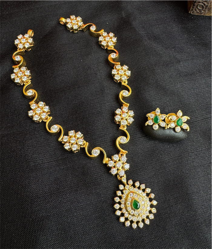 The Krisha Silver Closed-setting Diamond Look Necklace