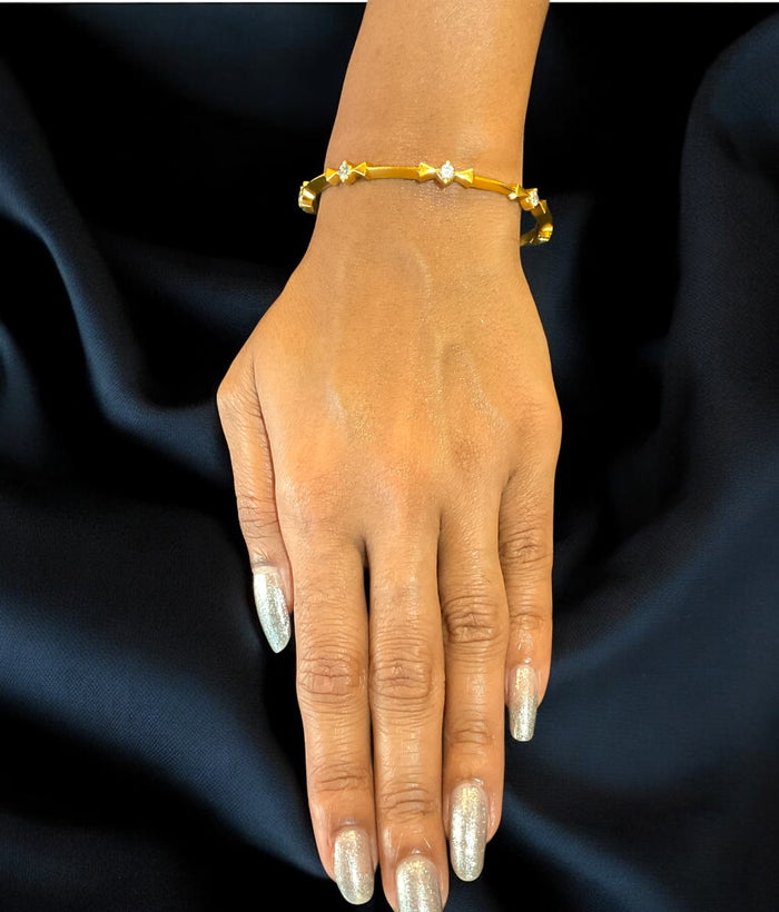 The Mandira Silver Solitaire Bangle-Single (Size 2.6)