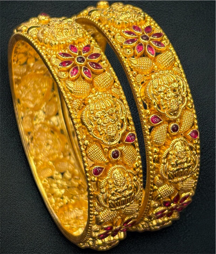 The Manorama Silver Lakshmi Nakkasi Bangle- Single (Size/2.2/2.4/2.6/2.8)