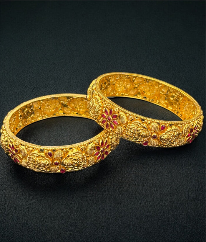 The Manorama Silver Lakshmi Nakkasi Bangle- Single (Size/2.2/2.4/2.6/2.8)