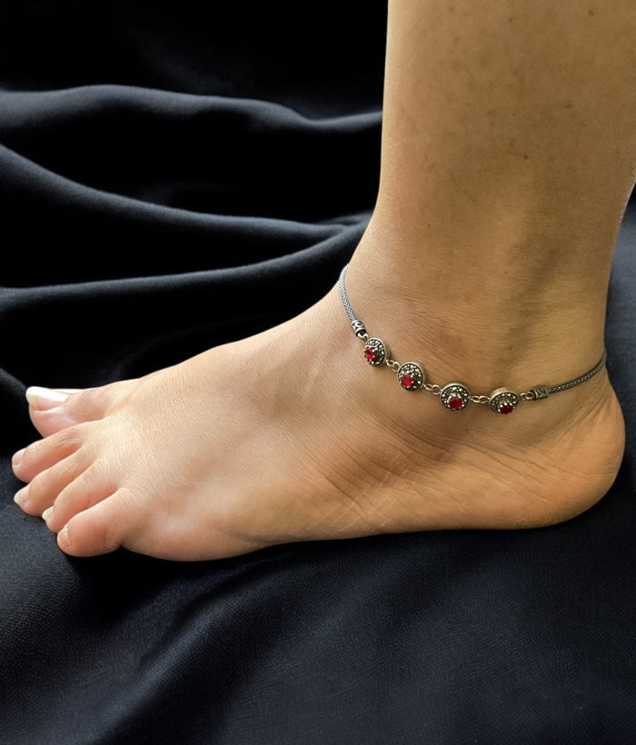 The Mihira Silver Marcasite Anklets