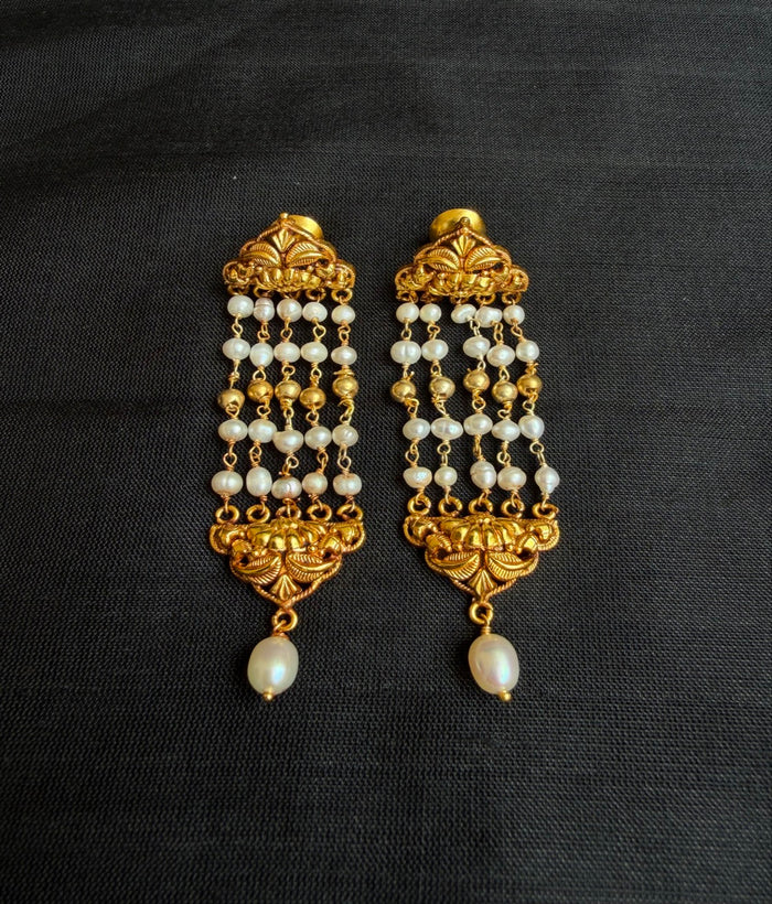 The Muktadhara Silver Heirloom Layered Pearl Earrings