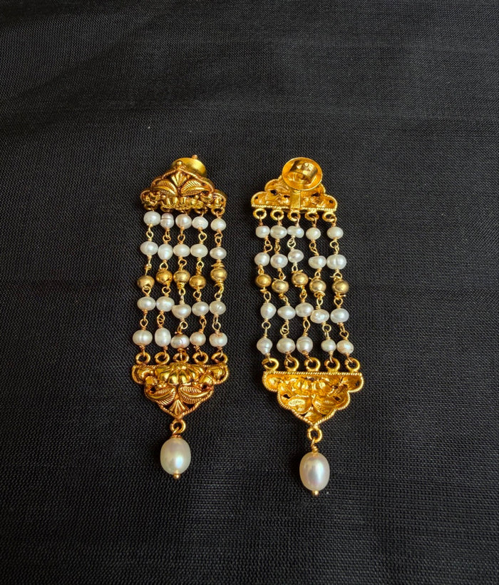 The Muktadhara Silver Heirloom Layered Pearl Earrings