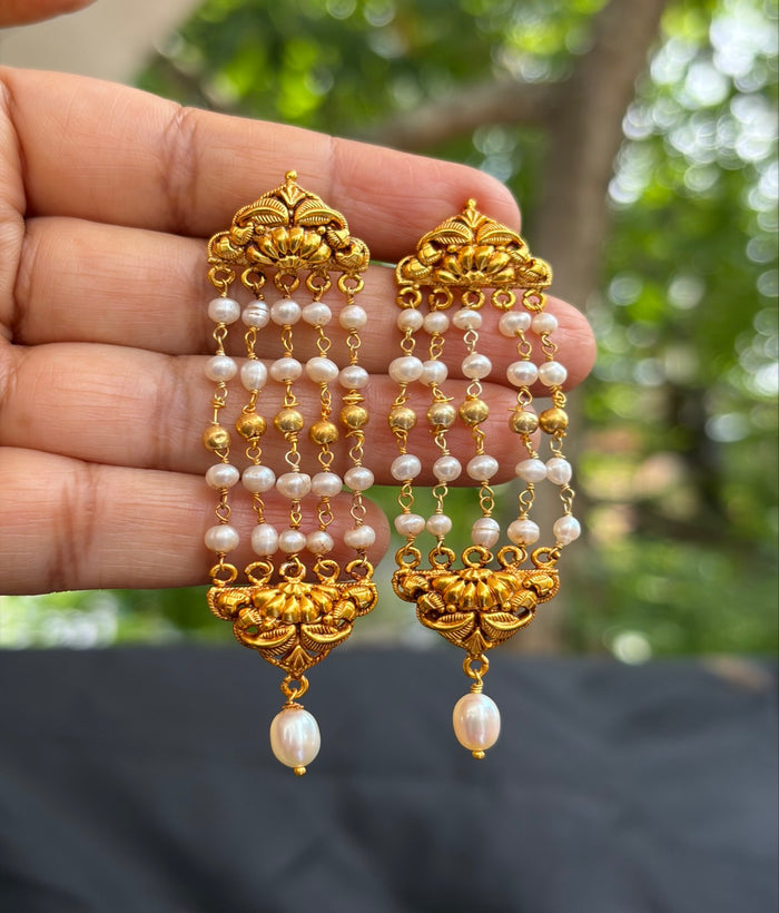 The Muktadhara Silver Heirloom Layered Pearl Earrings