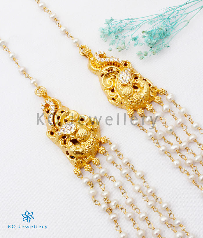 The Natya Silver Layered Peacock Pearl Necklace