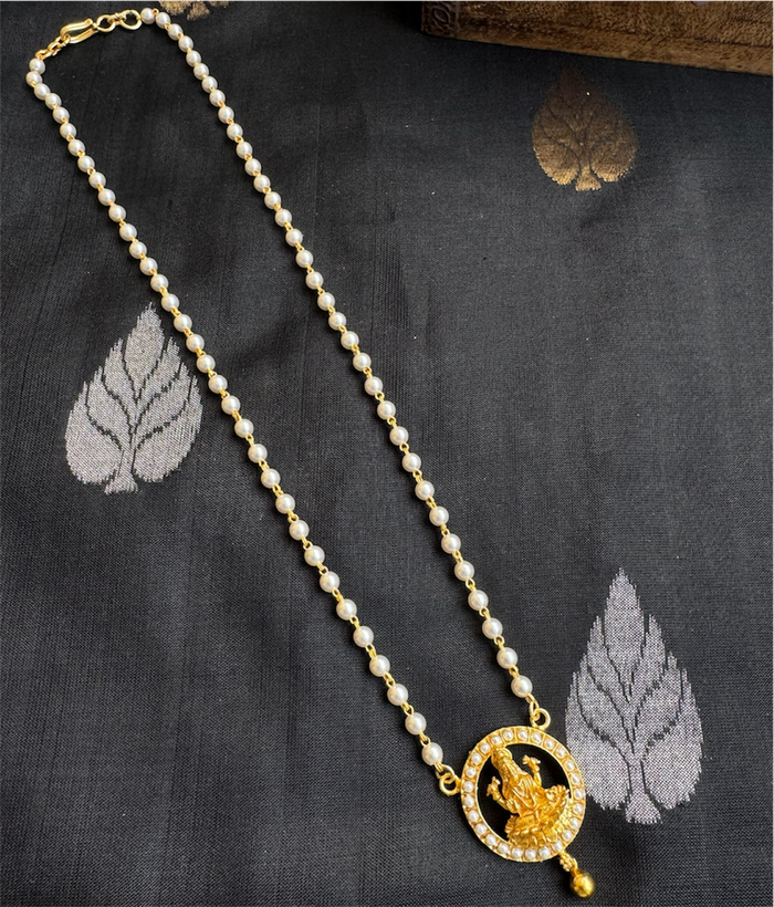 The Padmaja Silver Pearl Lakshmi Necklace