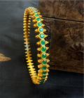 The Pragya Silver Kemp Green Bangle-Single (Red/Size 2.2/2.4/2.6/2.8)
