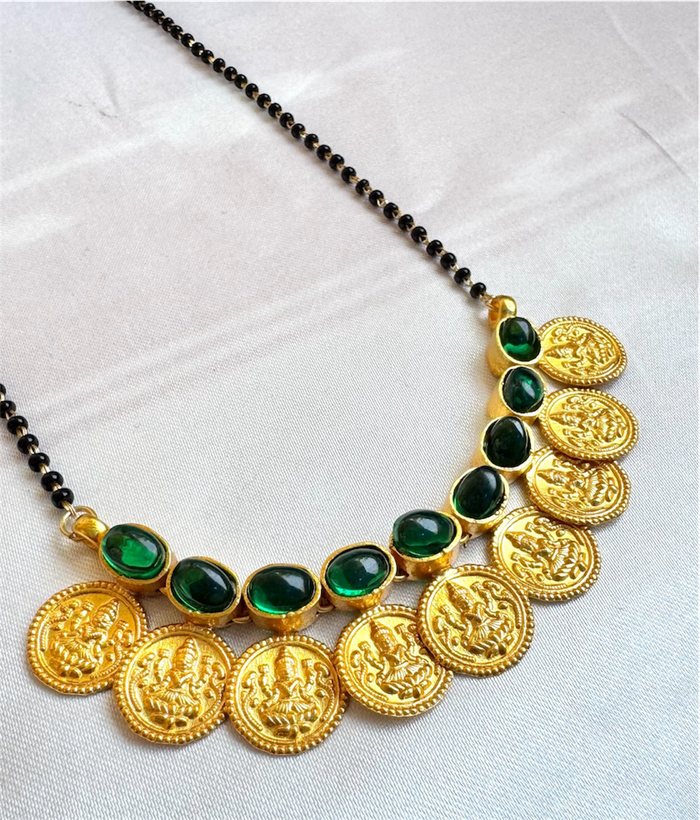 The Prarthana Silver Coin Mangalsutra (Green)