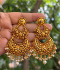 The Prisha Silver Pearl Floral Chandbali Earrings