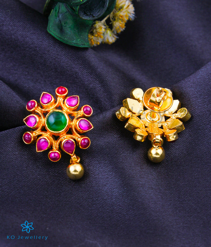 The Puspavat Silver Kempu Ear-Studs