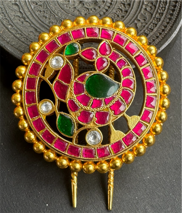 The Reeva Silver Peacock Kundan Jadau Bridal Hair Pin