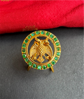 The Rujuta Silver Vanki Gandaberunda Adjustable Finger Ring (Green)