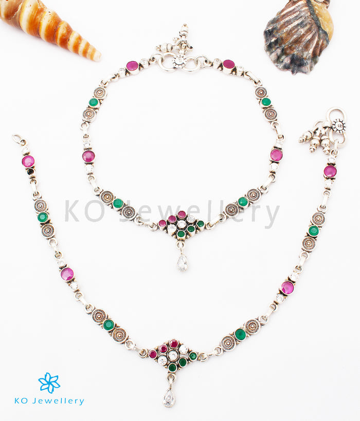 The Sanjh Silver Gemstone Anklets
