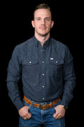 The Silas in Black- Long Sleeve Snap Shirt by Ferrell
