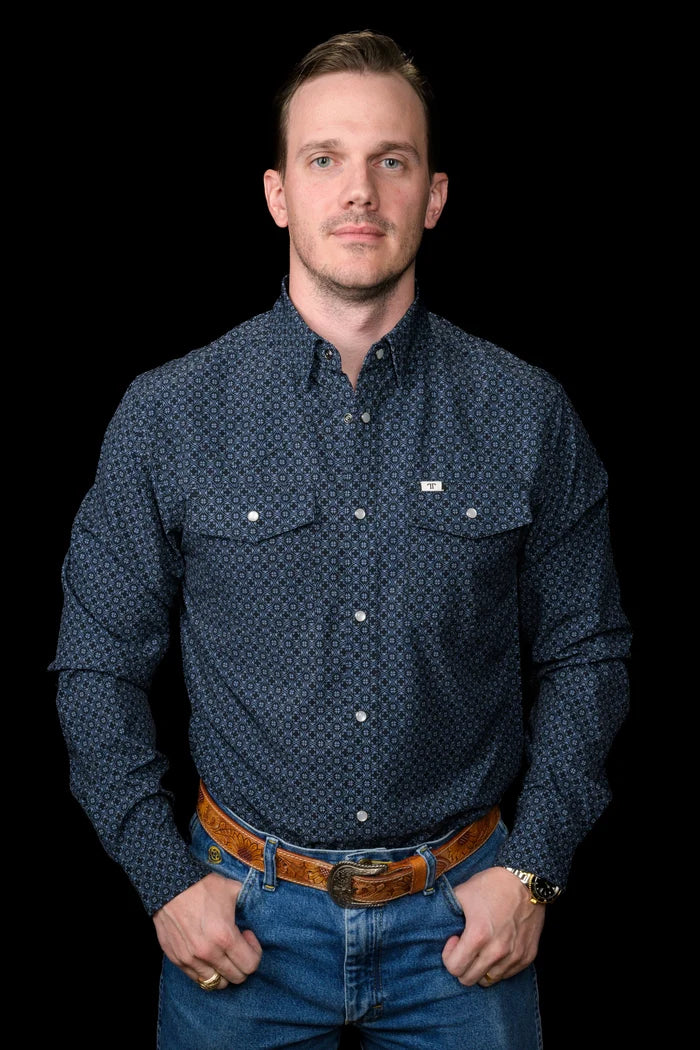 The Silas in Black- Long Sleeve Snap Shirt by Ferrell