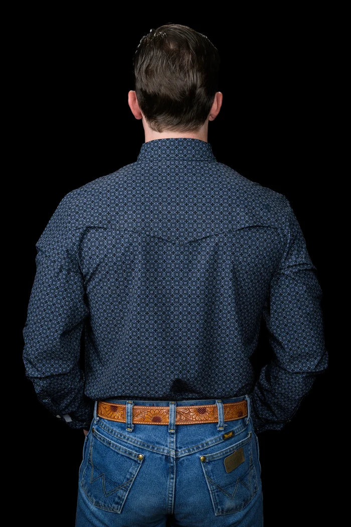 The Silas in Black- Long Sleeve Snap Shirt by Ferrell