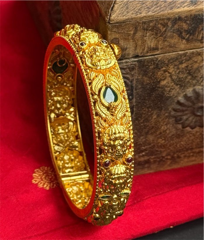 The Swara Silver Lakshmi Nakkasi Bracelet - Single (Size/2.2/2.4/2.6/2.8)