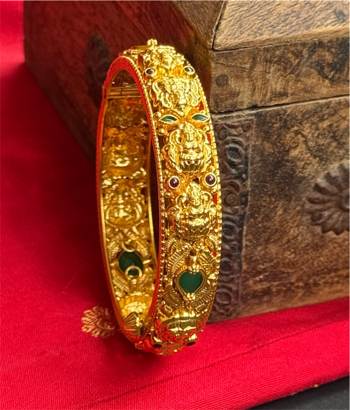 The Swara Silver Lakshmi Nakkasi Bracelet - Single (Size/2.2/2.4/2.6/2.8)
