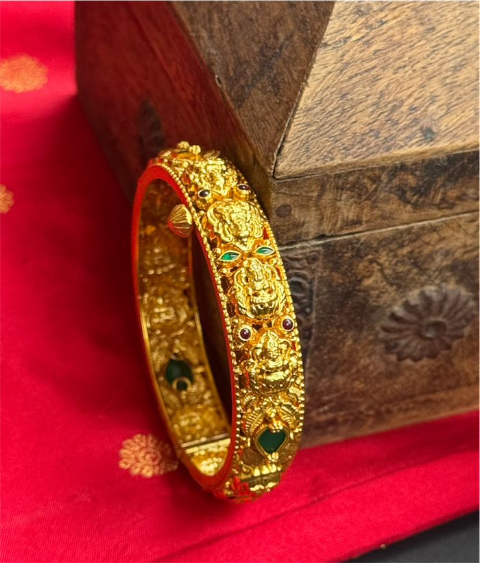 The Swara Silver Lakshmi Nakkasi Bracelet - Single (Size/2.2/2.4/2.6/2.8)
